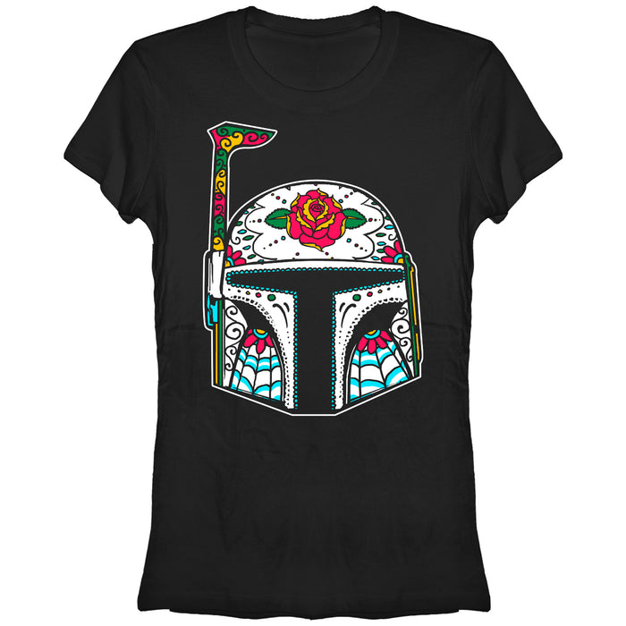 fifth sun Junior's Star Wars Rose Sugar Skull Boba Fett T-Shirt