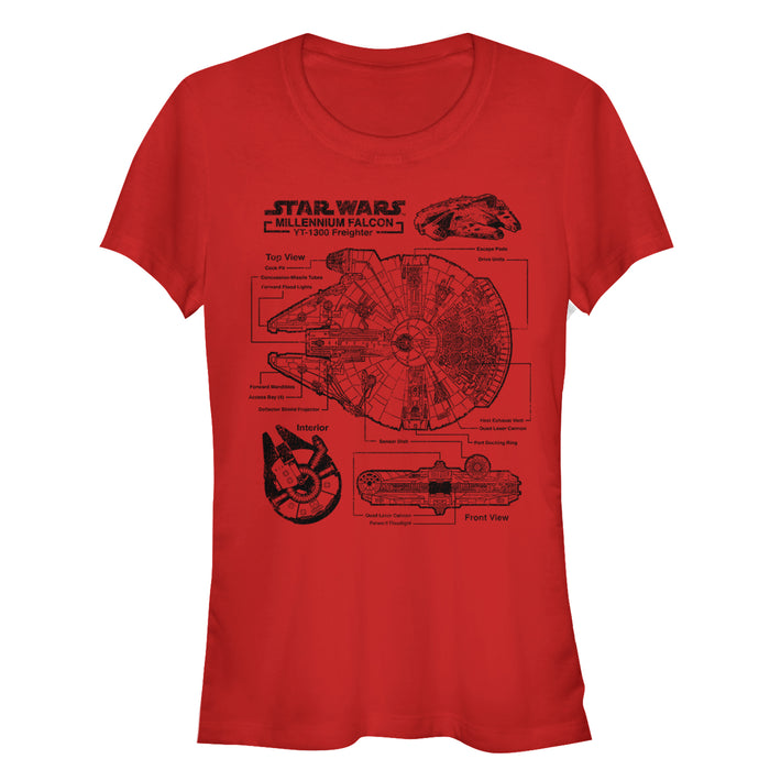 fifth sun Junior's Star Wars Solo's Hunk of Junk Schematics T-Shirt