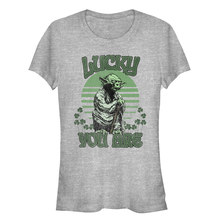 fifth sun Junior's Star Wars St. Patrick's Day Yoda Lucky You Are Clovers T-Shirt