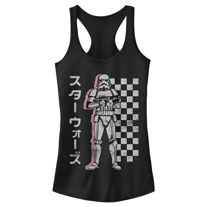 fifth sun Junior's Star Wars Stormtrooper Checker Kanji Racerback Tank Top