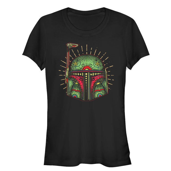 fifth sun Junior's Star Wars Sugar Skull Boba Fett Glow T-Shirt
