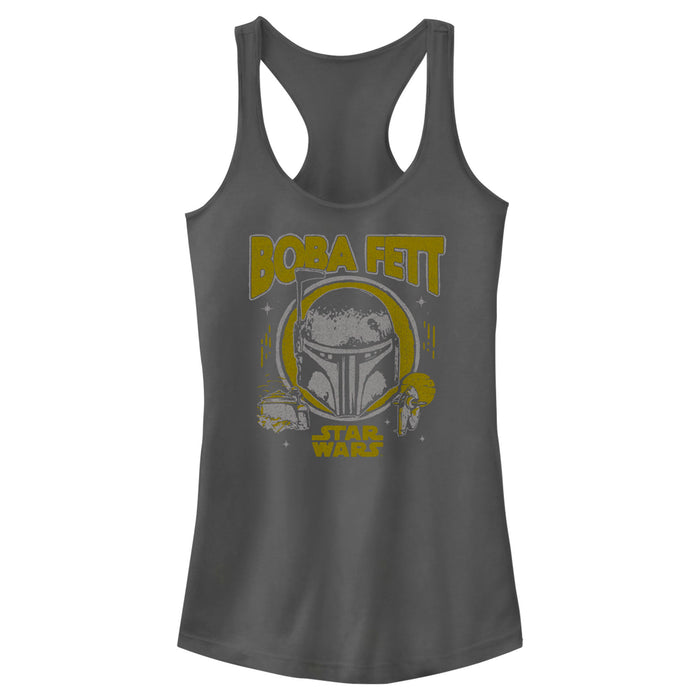 fifth sun Junior's Star Wars: The Book of Boba Fett Distressed Helmet Racerback Tank Top