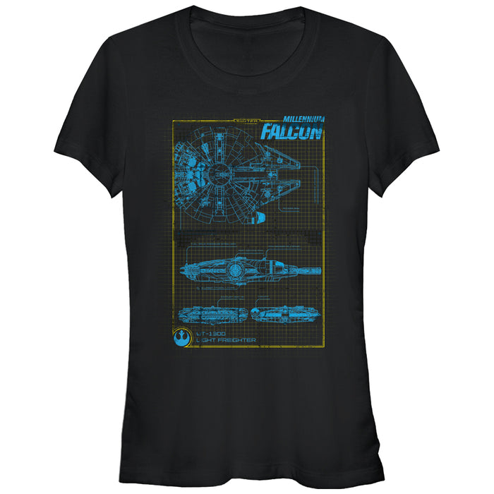fifth sun Junior's Star Wars The Force Awakens Millennium Falconprint T-Shirt