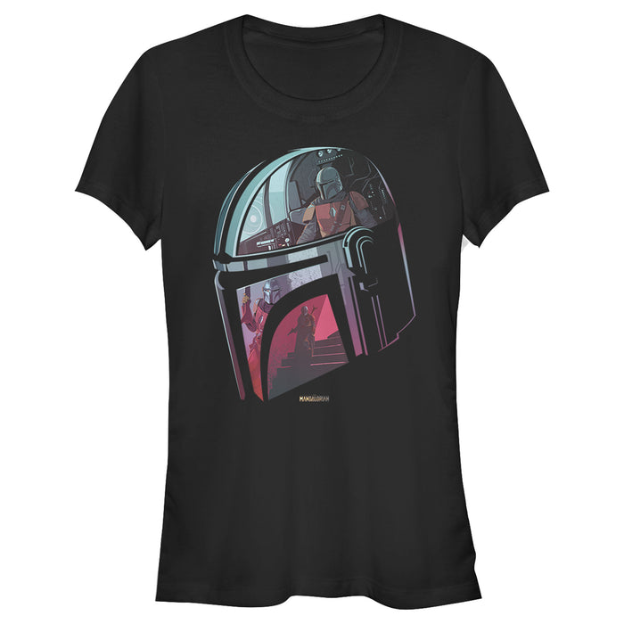 fifth sun Junior's Star Wars: The Mandalorian Helmet Reflection T-Shirt