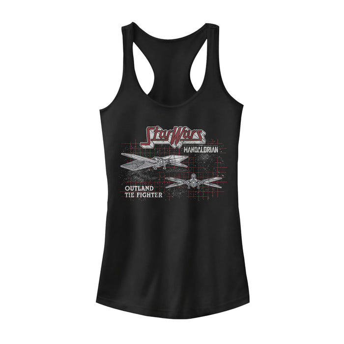 fifth sun Junior's Star Wars: The Mandalorian TIE Fighter Grid Racerback Tank Top