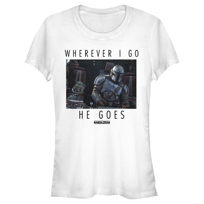 fifth sun Junior's Star Wars: The Mandalorian Wherever I Go He Goes T-Shirt
