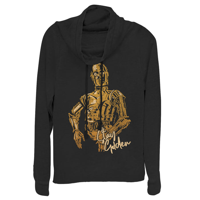 fifth sun Junior's Star Wars: The Rise of Skywalker C-3PO Stay Golden Cowl Neck Sweatshirt