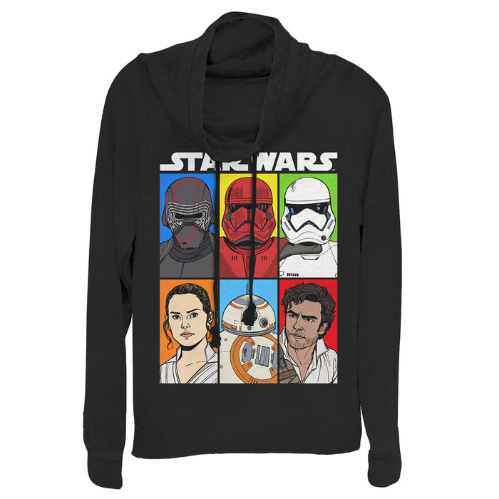 fifth sun Junior's Star Wars: The Rise of Skywalker Character Grid Cowl Neck Sweatshirt