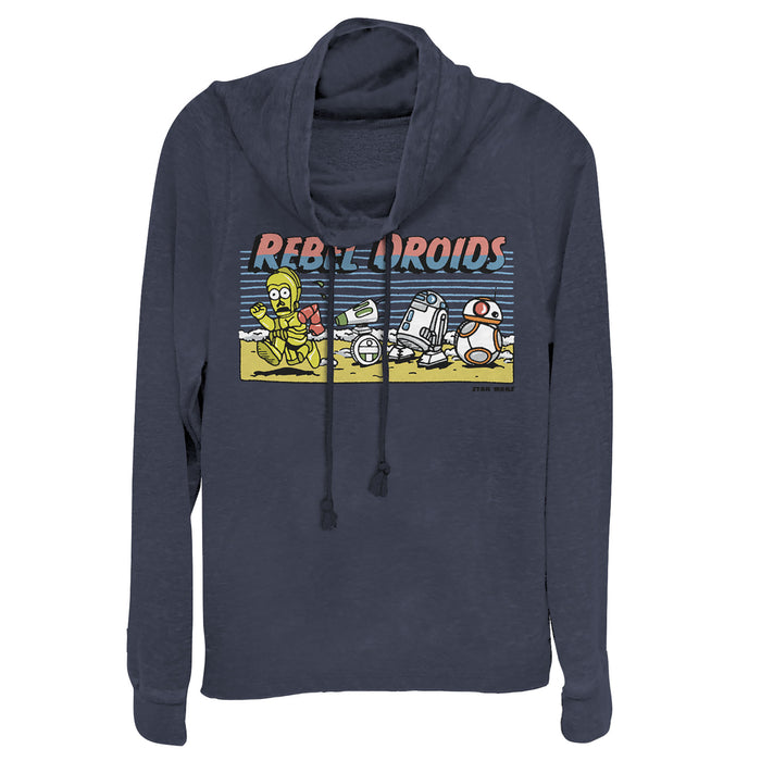 fifth sun Junior's Star Wars: The Rise of Skywalker Rebel Droids Cartoon Cowl Neck Sweatshirt