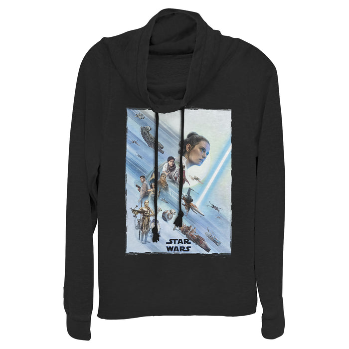 fifth sun Junior's Star Wars: The Rise of Skywalker Rey Poster Cowl Neck Sweatshirt