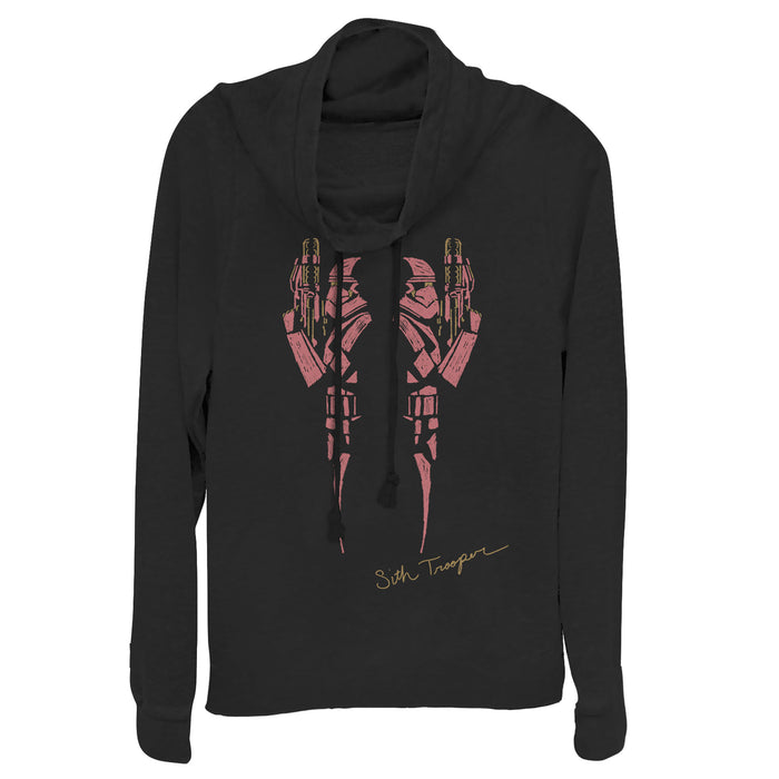 fifth sun Junior's Star Wars: The Rise of Skywalker Sith Trooper Inkblot Cowl Neck Sweatshirt