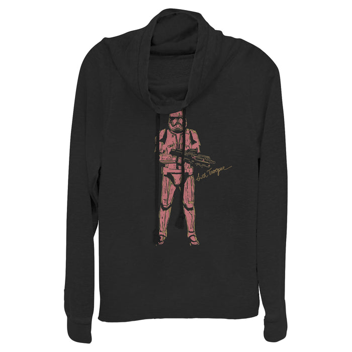 fifth sun Junior's Star Wars: The Rise of Skywalker Sith Trooper Villain Cowl Neck Sweatshirt