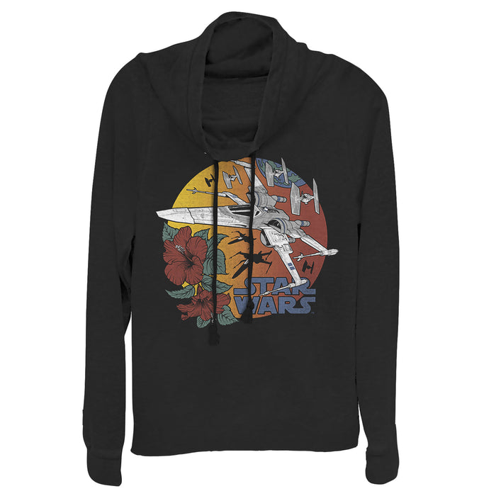 fifth sun Junior's Star Wars: The Rise of Skywalker Tropical X-Wing Cowl Neck Sweatshirt
