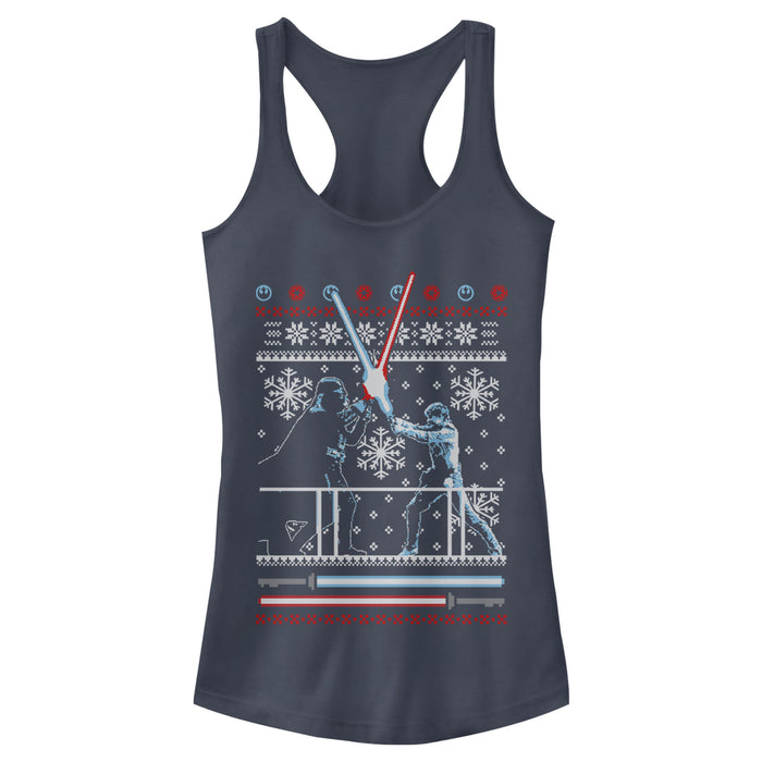 fifth sun Junior's Star Wars Ugly Christmas Duel Racerback Tank Top