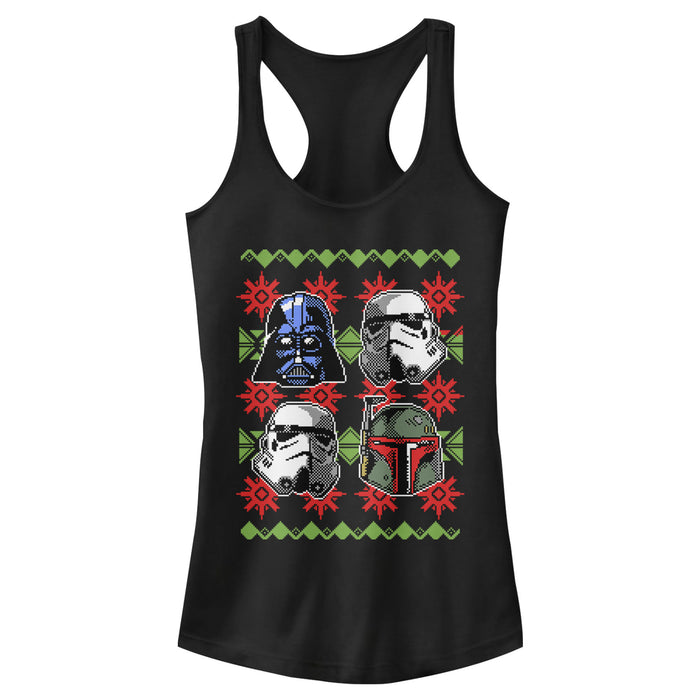 fifth sun Junior's Star Wars Ugly Christmas Empire Helmets Racerback Tank Top