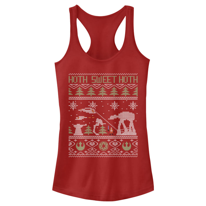 fifth sun Junior's Star Wars Ugly Christmas Hoth Sweet Hoth Racerback Tank Top