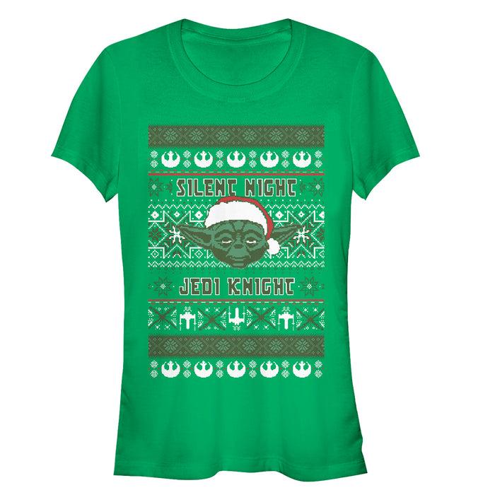 fifth sun Junior's Star Wars Ugly Christmas Yoda Silent Night T-Shirt
