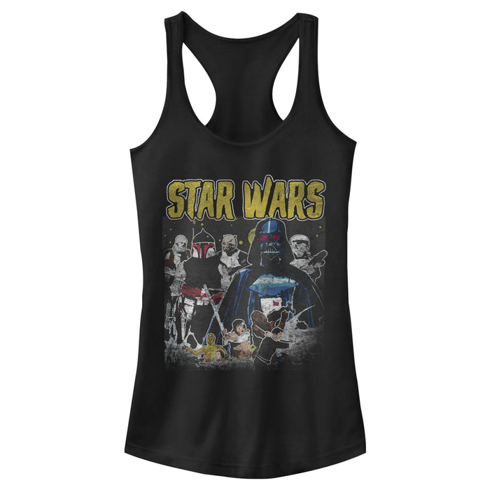 fifth sun Junior's Star Wars Vader and Team Line-up Racerback Tank Top