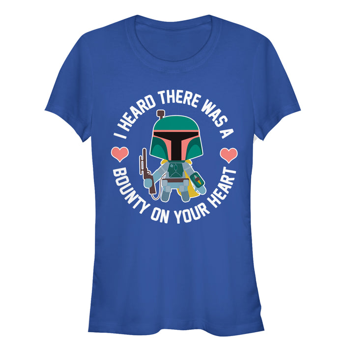 fifth sun Junior's Star Wars Valentine's Day Boba Fett Bounty on Heart T-Shirt