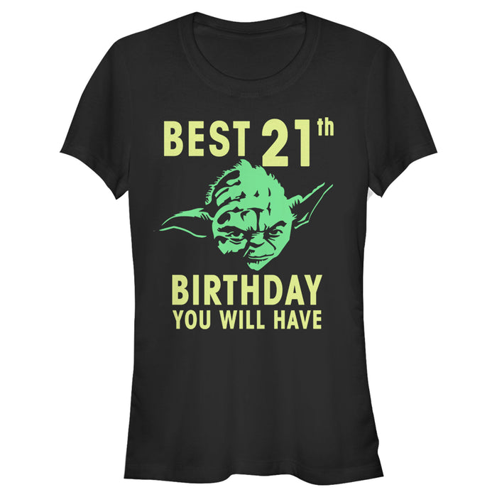 fifth sun Junior's Star Wars Yoda Best 21st Birthday You Will Have Stencil T-Shirt