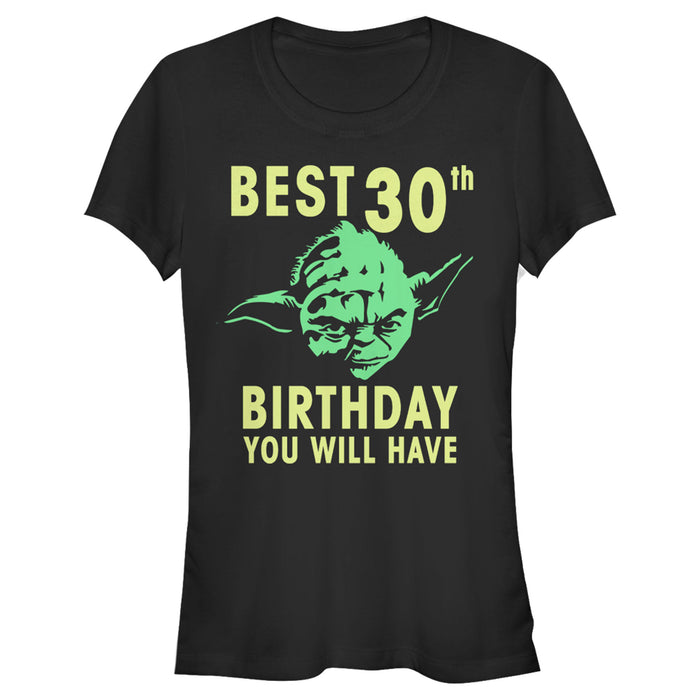 fifth sun Junior's Star Wars Yoda Best 30th Birthday You Will Have Stencil T-Shirt