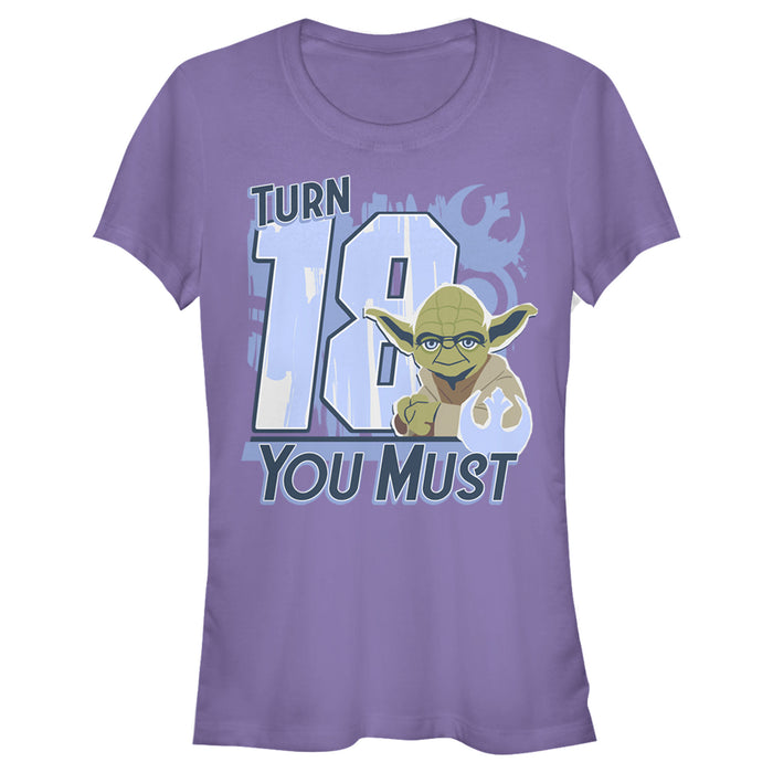 fifth sun Junior's Star Wars Yoda Turn 18 You Must Rebel Logo Portrait T-Shirt
