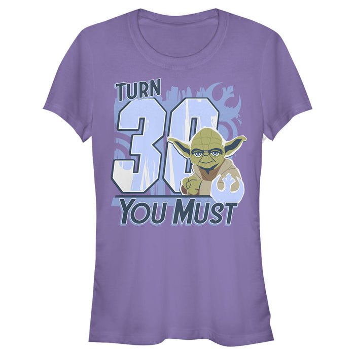 fifth sun Junior's Star Wars Yoda Turn 30 You Must Rebel Logo Portrait T-Shirt