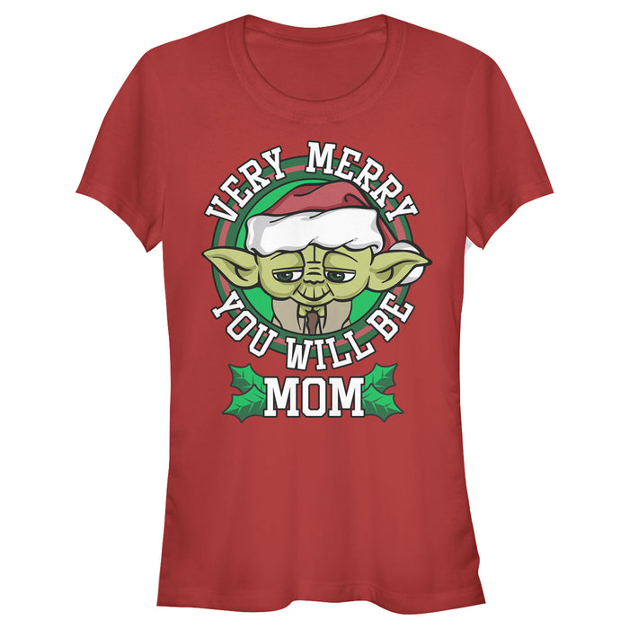 fifth sun Junior's Star Wars Yoda Very Merry Mom T-Shirt