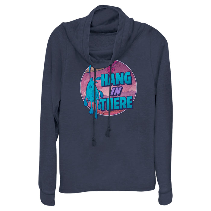 fifth sun Junior's Strange World Splat Hang in There Cowl Neck Sweatshirt