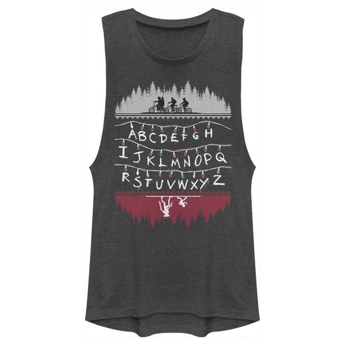 fifth sun Junior's Stranger Things Alphabet Lights Festival Muscle Tee