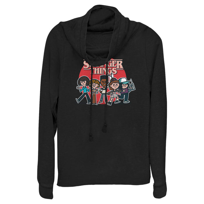 fifth sun Junior's Stranger Things Cartoon Gang Cowl Neck Sweatshirt