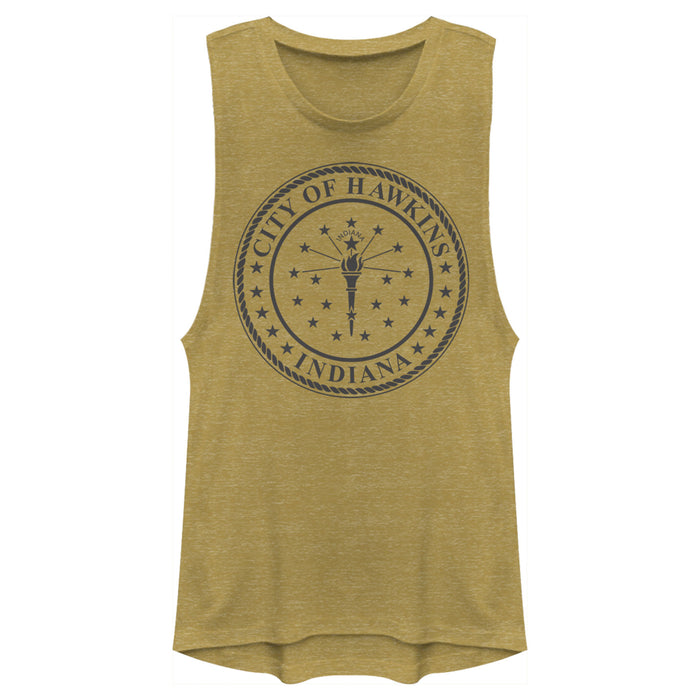 fifth sun Junior's Stranger Things City of Hawkins Crest Festival Muscle Tee