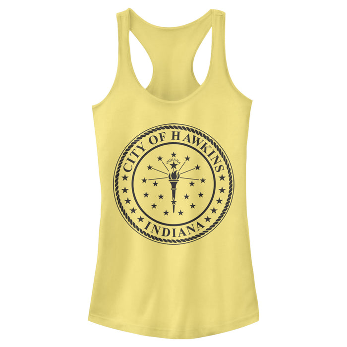 fifth sun Junior's Stranger Things City of Hawkins Crest Racerback Tank Top