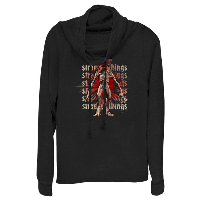 fifth sun Junior's Stranger Things Demogorgon Monster Logo Stacked Cowl Neck Sweatshirt