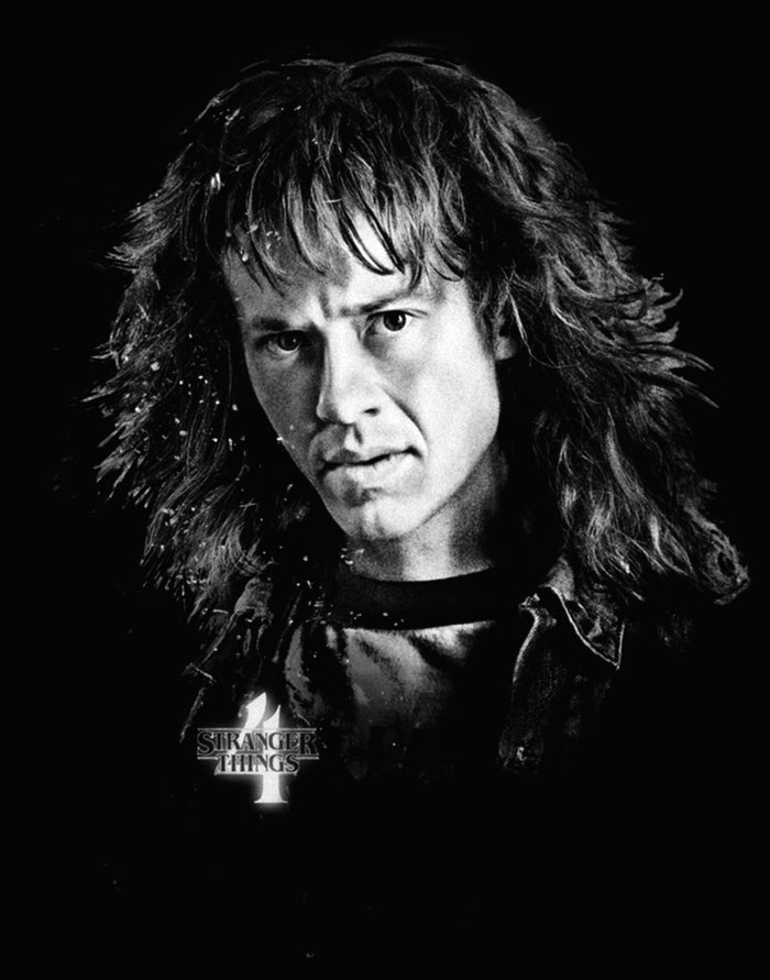 Fifth Sun Junior's Stranger Things Eddie Munson Black And White Racerback Tank Top