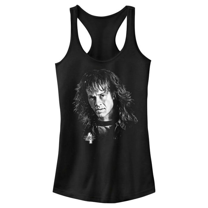 fifth sun Junior's Stranger Things Eddie Munson Black and White Racerback Tank Top