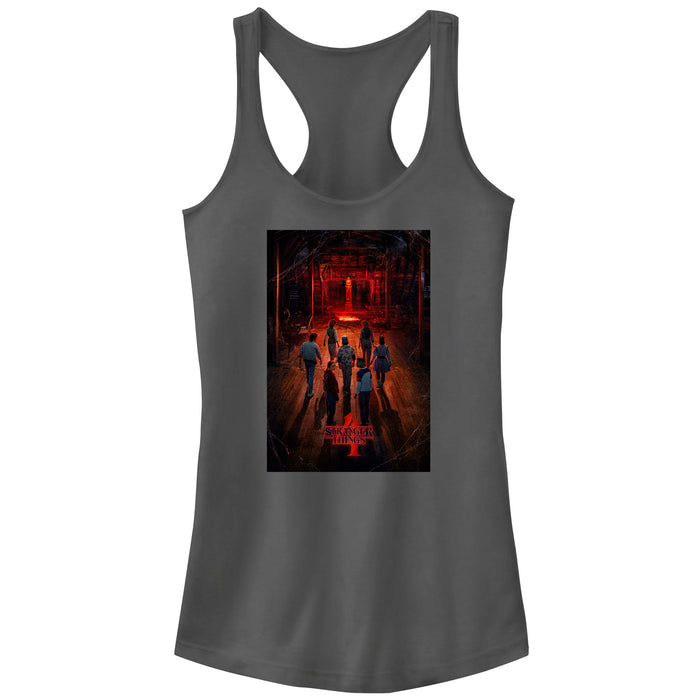 Fifth Sun Junior's Stranger Things Four Friends Rift Apocalypse Poster Racerback Tank Top