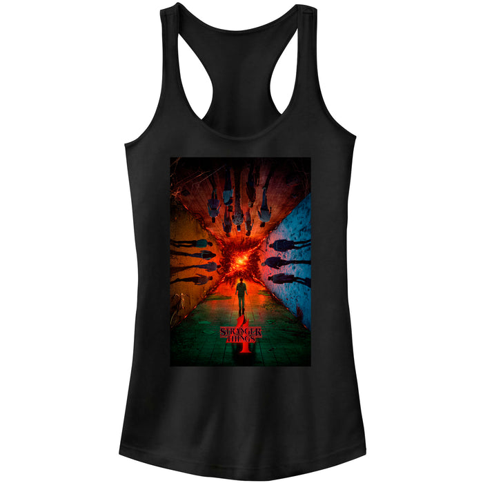 Fifth Sun Junior's Stranger Things Four Friends Rift Apocalypse Poster Racerback Tank Top