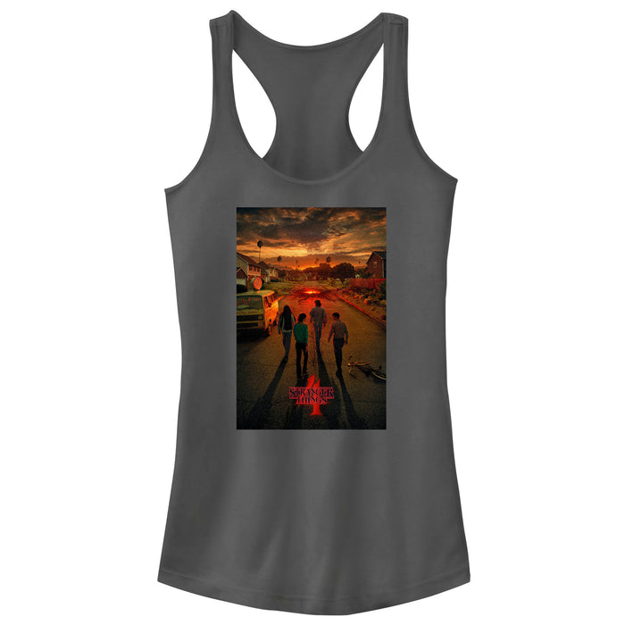 fifth sun Junior's Stranger Things Four Friends Rift Apocalypse Poster Racerback Tank Top