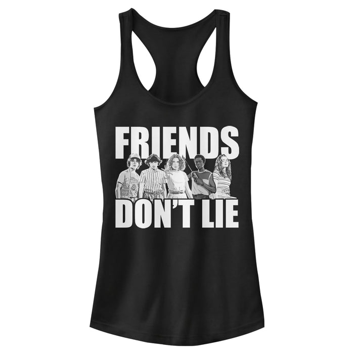 fifth sun Junior's Stranger Things Friends Don't Lie Character Pose Racerback Tank Top
