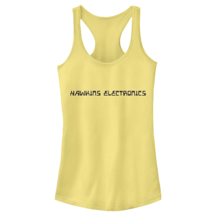 fifth sun Junior's Stranger Things Hawkins Electronics Logo Racerback Tank Top