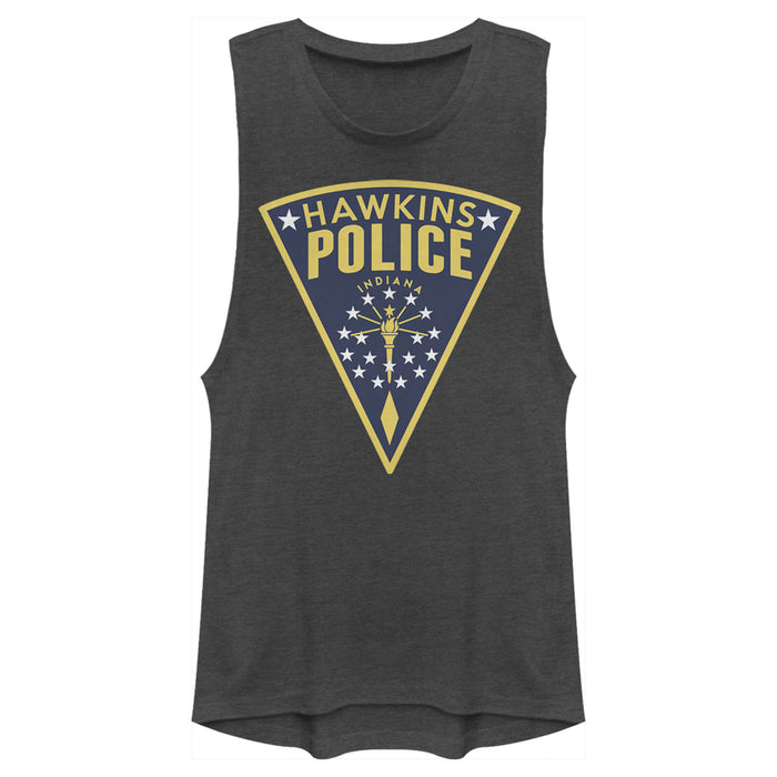 fifth sun Junior's Stranger Things Hawkins Police Crest Festival Muscle Tee