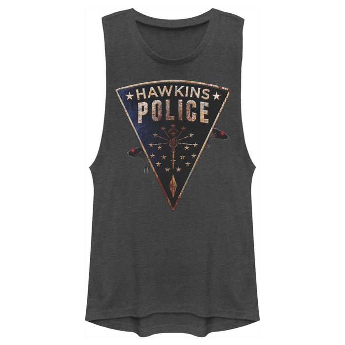 fifth sun Junior's Stranger Things Hawkins Police Rat Crest Festival Muscle Tee