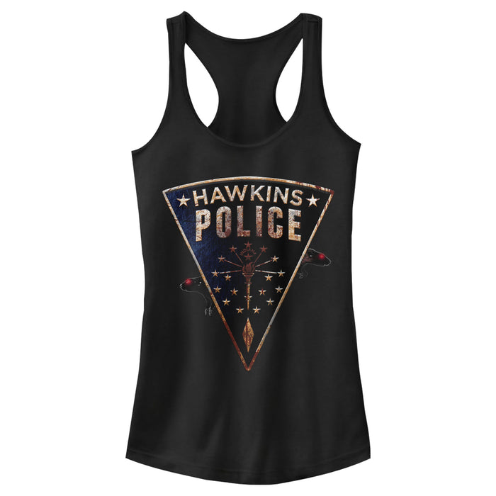 fifth sun Junior's Stranger Things Hawkins Police Rat Crest Racerback Tank Top