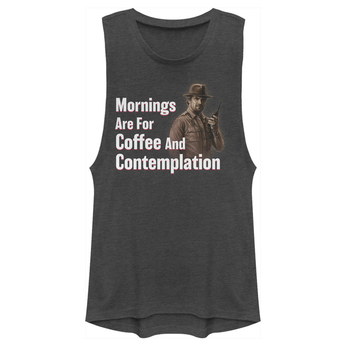 fifth sun Junior's Stranger Things Hopper Coffee and Contemplation Festival Muscle Tee