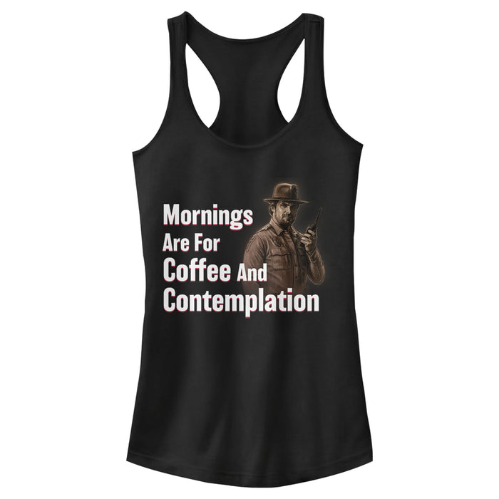 fifth sun Junior's Stranger Things Hopper Coffee and Contemplation Racerback Tank Top