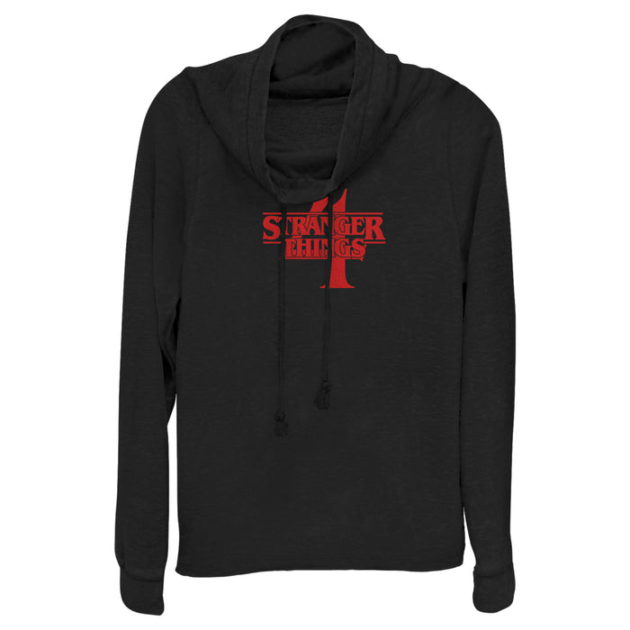 fifth sun Junior's Stranger Things Red Logo 4 Cowl Neck Sweatshirt