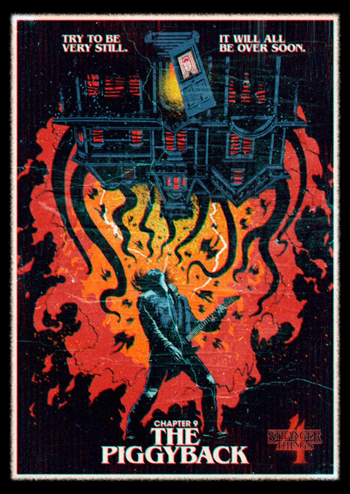 Fifth Sun Junior's Stranger Things Retro Piggyback Poster T-Shirt