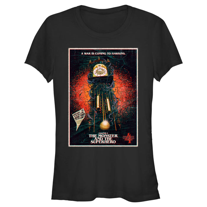 fifth sun Junior's Stranger Things Retro The Monster and The Superhero Poster T-Shirt