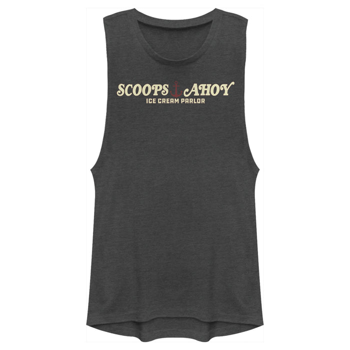 fifth sun Junior's Stranger Things Scoops Ahoy Nautical Logo Festival Muscle Tee